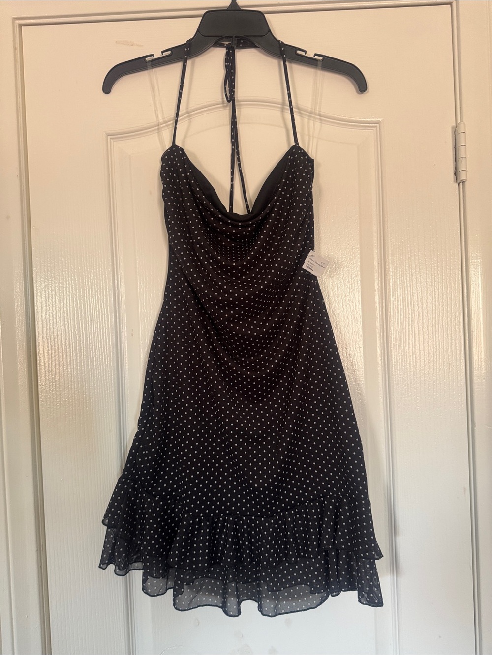 Timing Black Polka Dot Halter Mini Dress